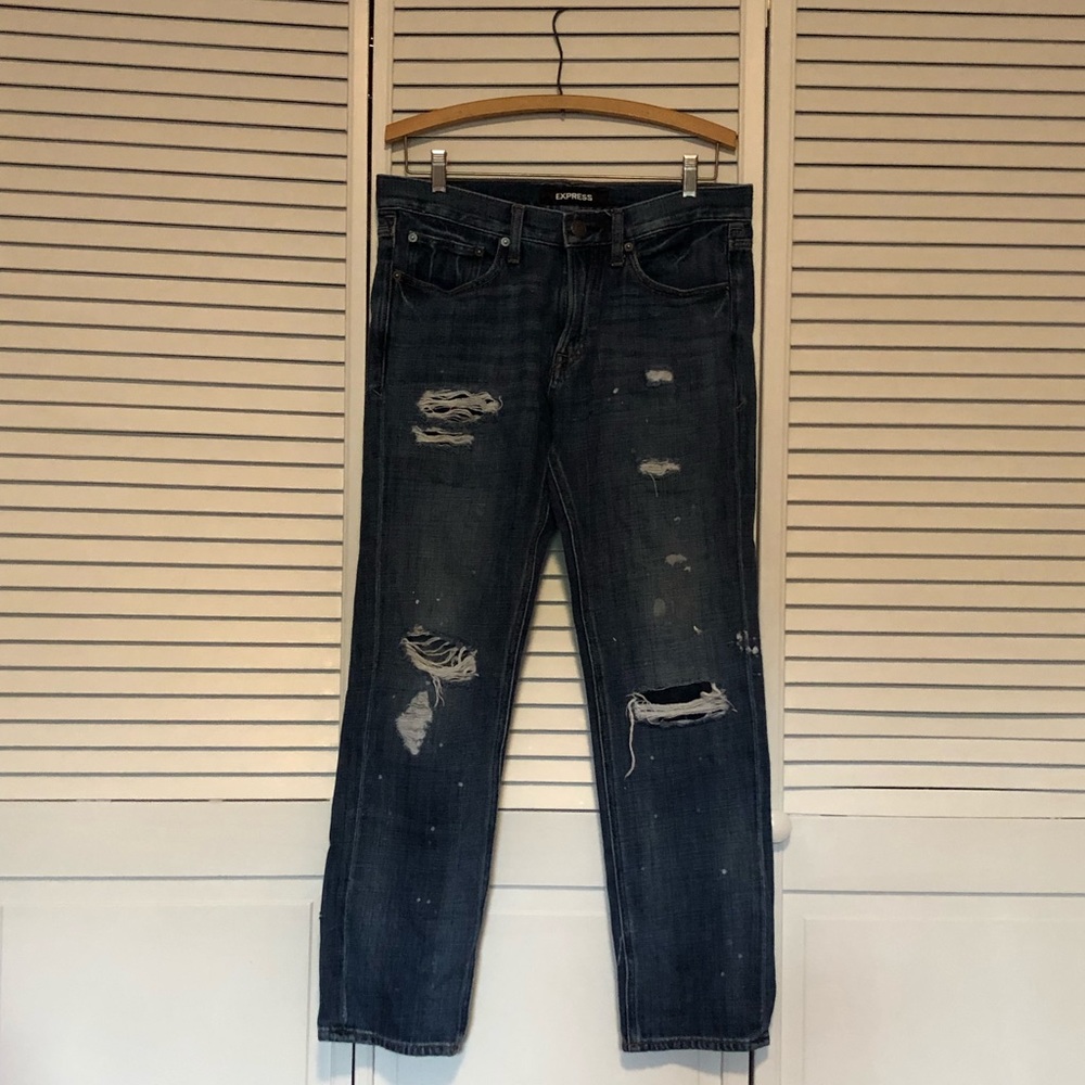 Express Distressed Slim Fit Jeans